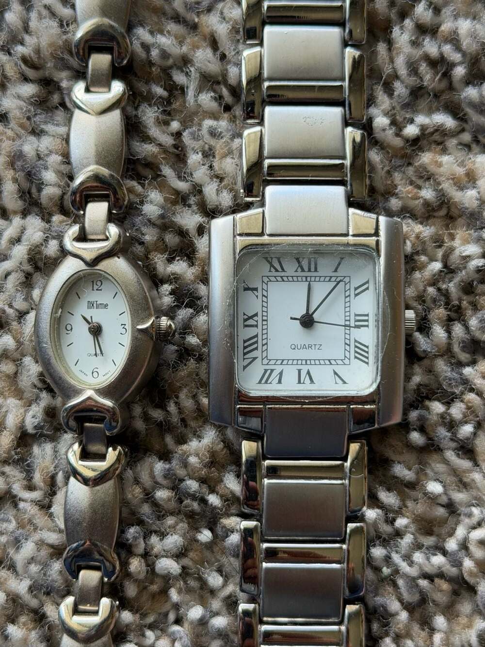 Lot of 2 Women's Quartz Wristwatches NXTime and Unbranded Silver Tone